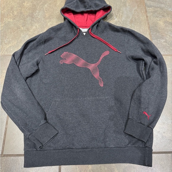 #484 Puma Men's Charcoal Hoodie with Red Highlights - Picture 3 of 13